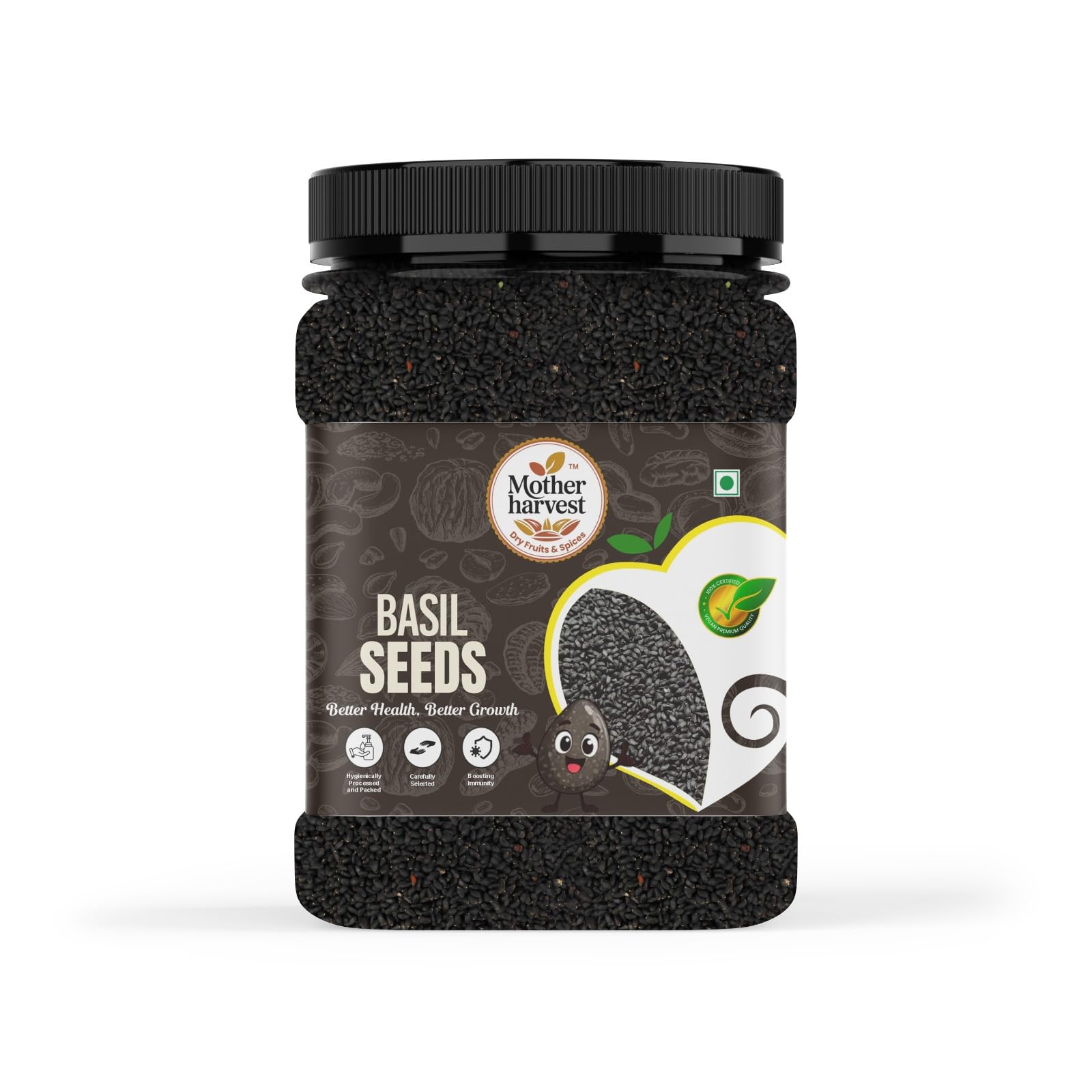Mother Harvest Organic Basil Seeds – Natural Hydration, Digestion Support & Rich in Fiber for Overall Wellness | 100% Organic, Gluten-Free, Rich in Antioxidants for a Healthy Gut (100 GM)-image-2