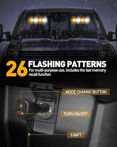 Miniatura 4 de HLauto Luces estroboscópicas de emergencia 2002L luces de seguridad blancas ámbar, advertencia intermitente, parabrisas, barras de semáforo para