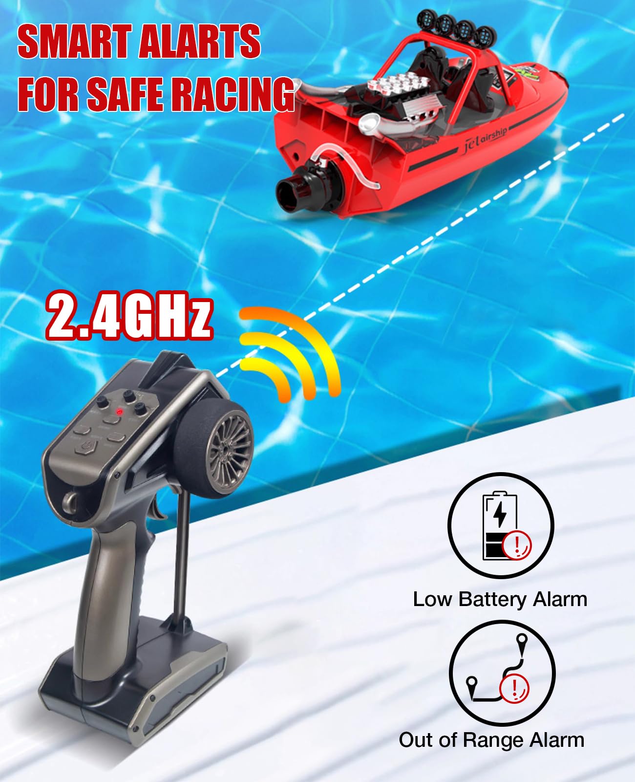 ARRIS Barca RC ad alta velocità con telecomando da 2,4 GHz, 2 batterie ricaricabili e luci a LED per piscina, laghi d'acqua, jet boat RTR per adulti, regali giocattoli (verde)