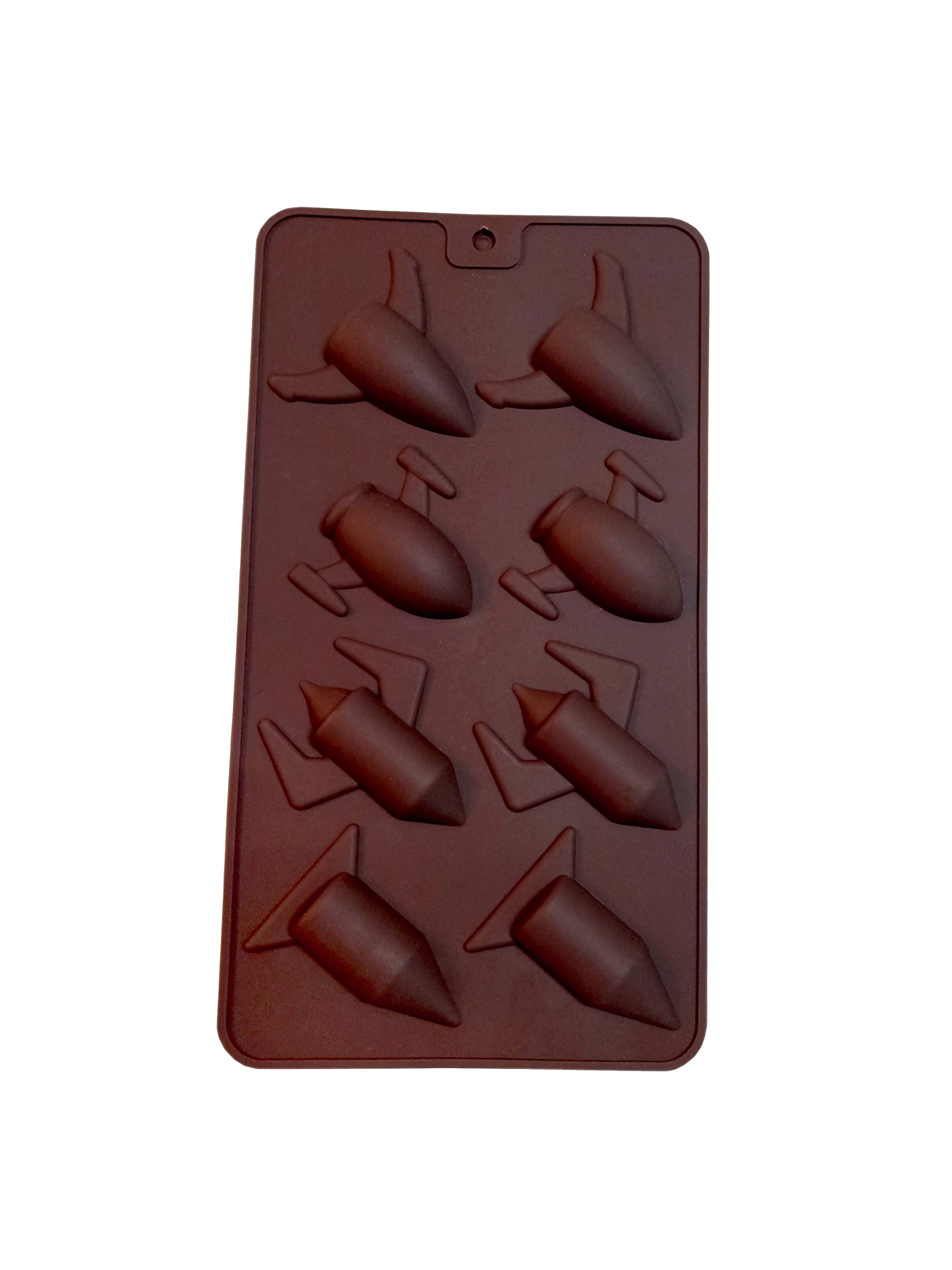 Amos Silicone 8 Cavities (4 Rockets) Design Shape Silicon Mold/Mould for Ice Cake Chocolate Butter Decoration Jelly Tray Bakeware for Kids Pack of 1 (Random Color)