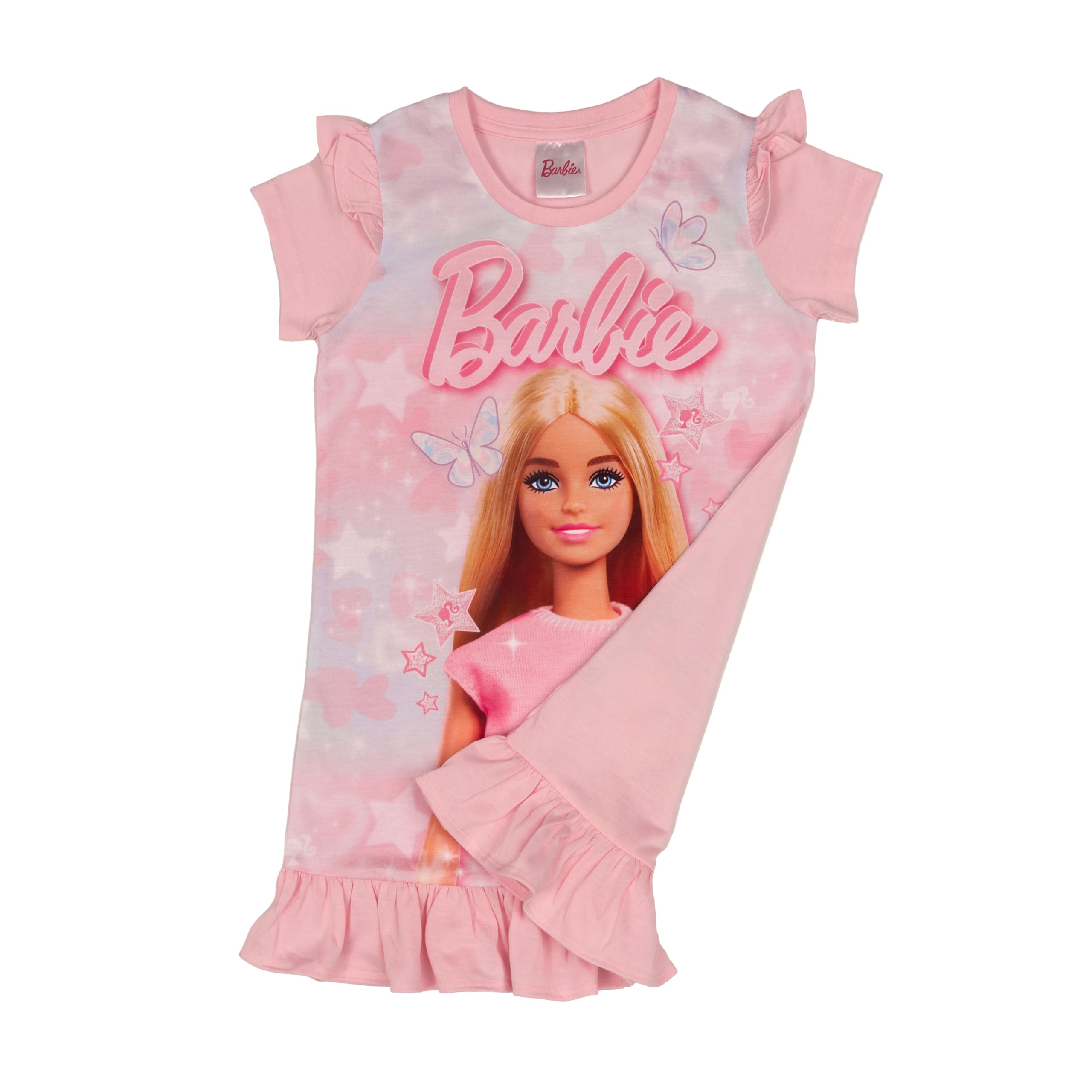 Barbie Girls Frilly Nightdress Butterfly Nightie Pyjamas