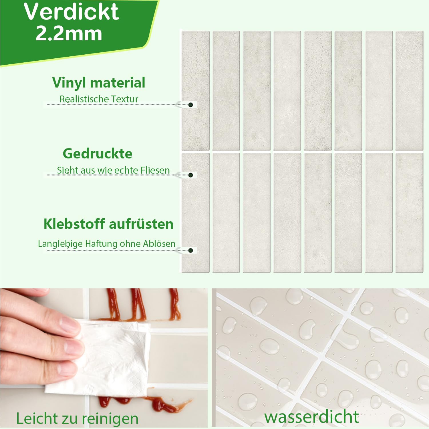 10 Stück 3D Klebefliesen Küche, Wasserdicht Klebefliesen Bad, Schmutzabweisend Selbstklebende Fliesen, 30x30cm Fliesenaufkleber Küche, Verdickt Peel and Stick Tiles für Küchen Badezimmer
