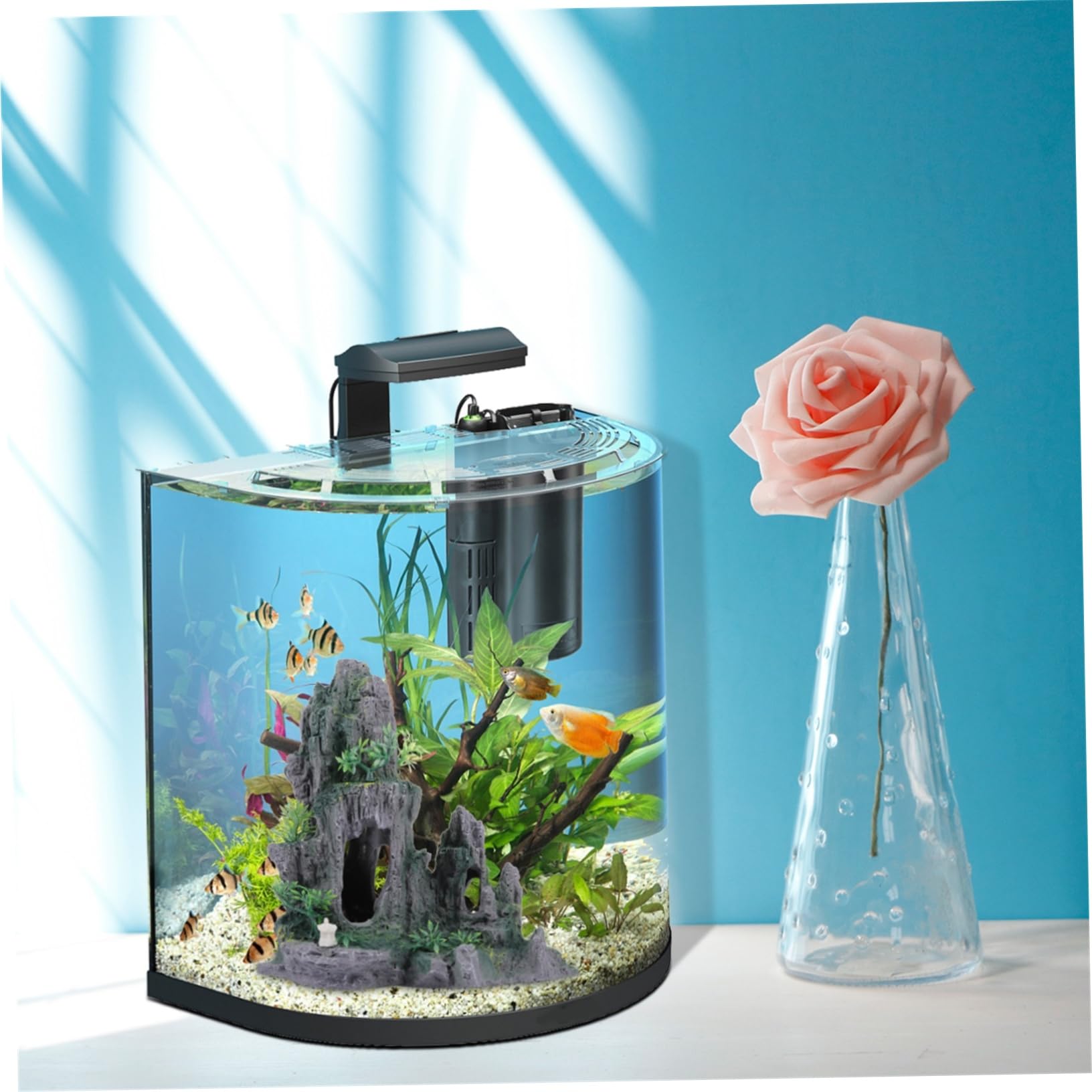 minkissy Adorno para Acuario de Resina Diseño de Roca Artificial Estilo Chino, Decorativo y Fácil de Mantener para Acuarios y Peceras Hogar