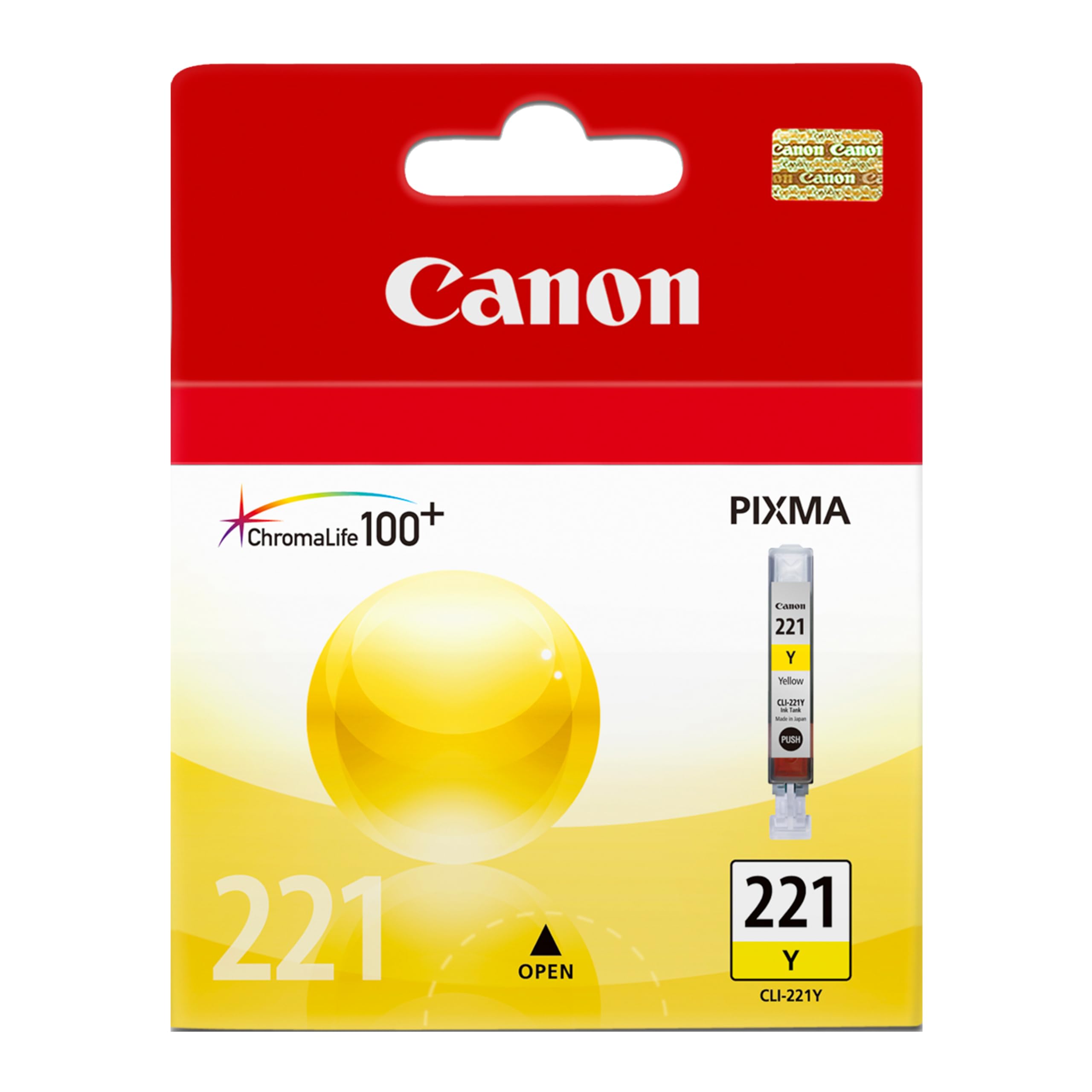 Canon CLI-221 Genuine Yellow Ink Tank, Compatible with MP980, MP560, MP620, MP640, MP990, MX860, MX870, iP4600, iP3600, and iP4700 Printers