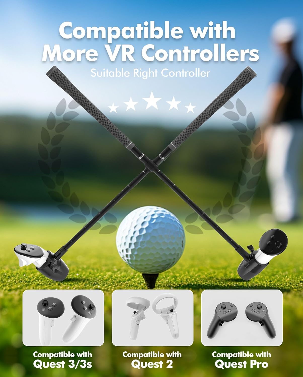 SecureLock VR Golf Club Attachment - Easy-to-Install Adjustable Anti-Throw Design with Enhanced Grip, Compatible with Meta Quest Oculus 2/3/3s/Pro & Oculus (Right-Hand Only)