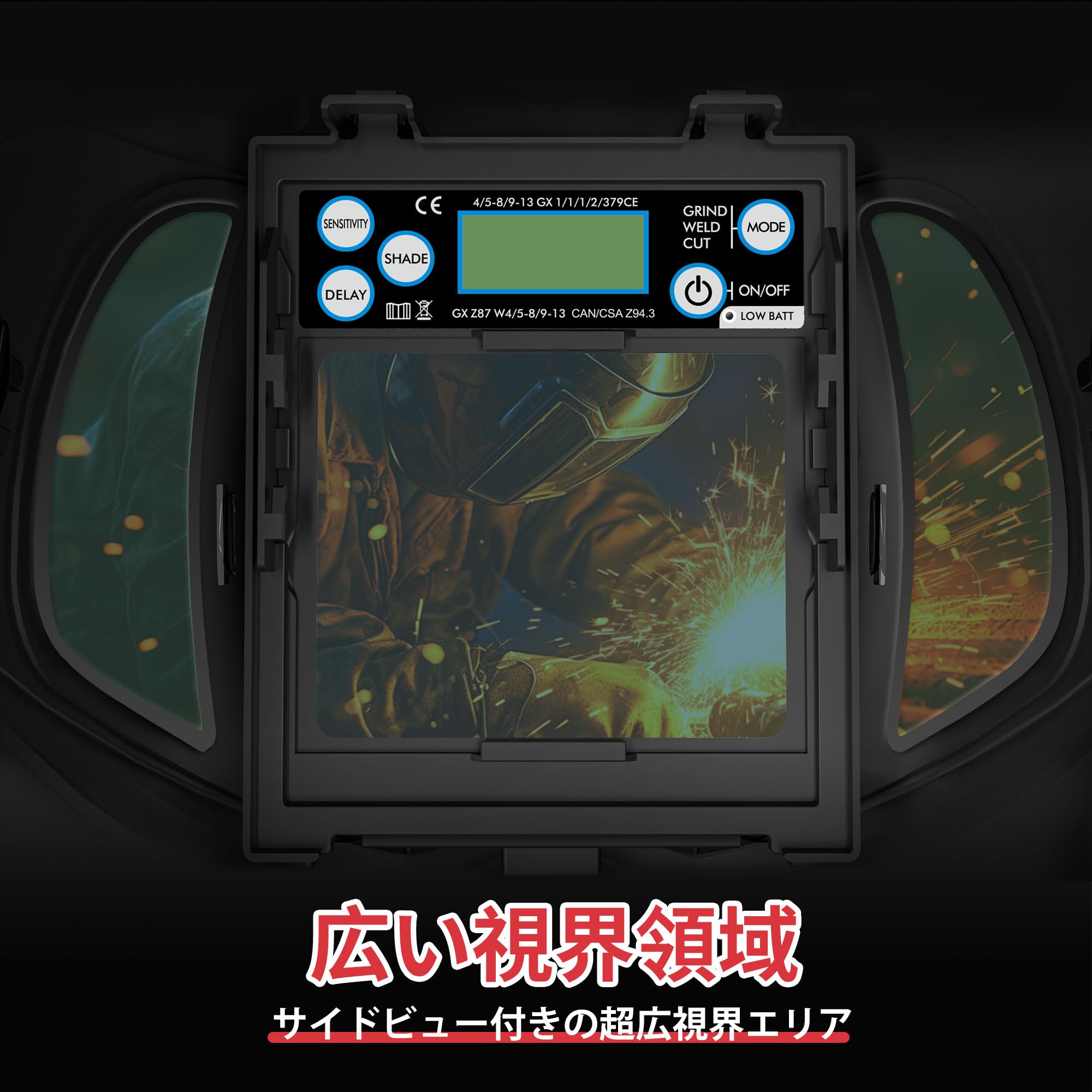 Amazon | GEOSTAR 溶接面 自動遮光 180°広い視界 溶接マスク LEDライト