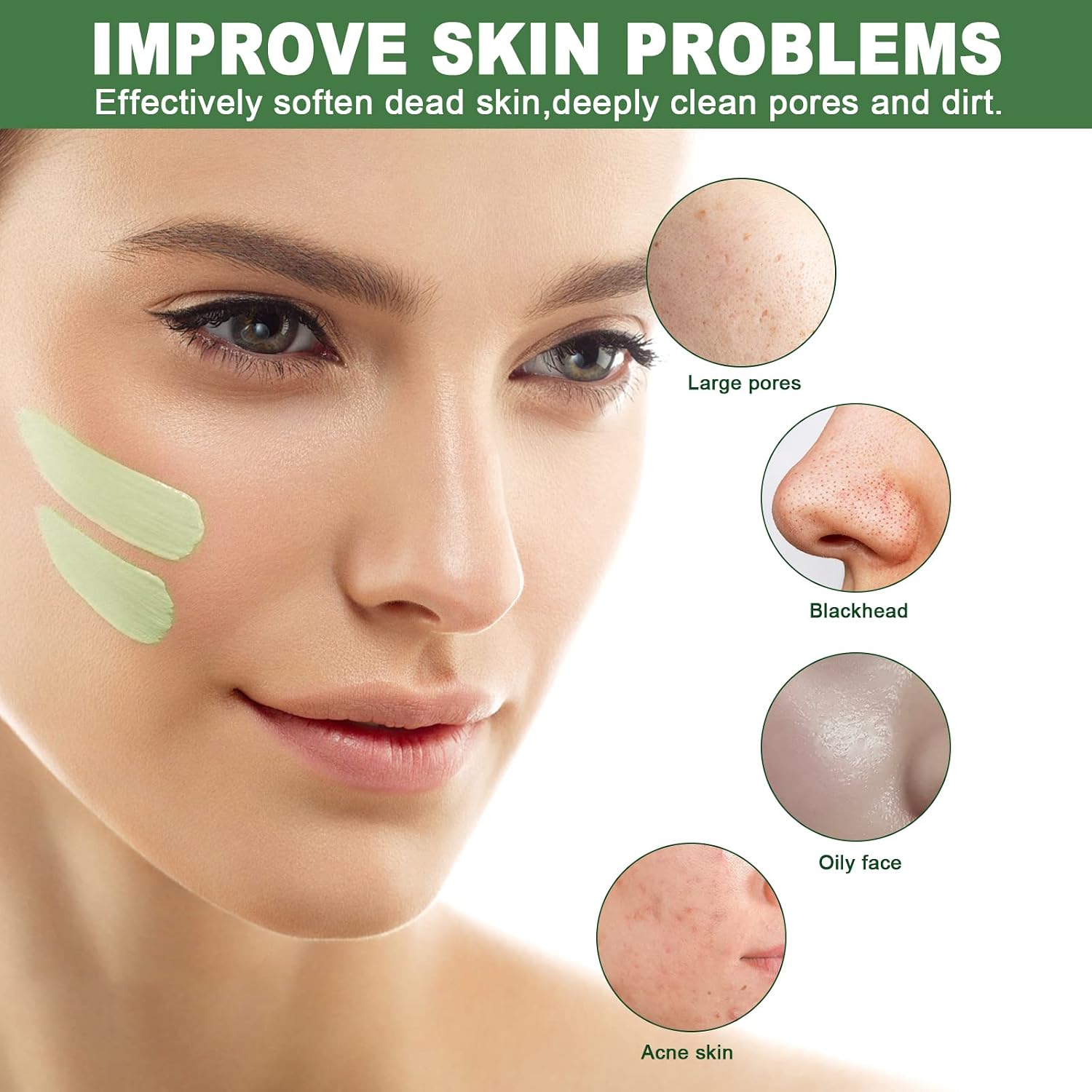 BROUYOUE 2PCS Green Tea/Eggplant Mask,Blackhead Peel Off Mask,Purifying Clay Stick Facial Mask,Face Moisturizes Oil Control,Deep Clean Pore,Improves Skin for Women Men All Skin Types