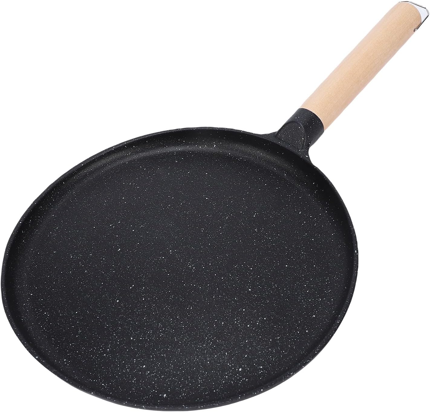 Asixxsix Nonstick Crepe Pan, Aluminum Alloy Pancake Pan Flat Skillet with Wood Handle, Tortilla Griddle, Tortilla for Pancake Omelette Steak Frying Egg (Black)