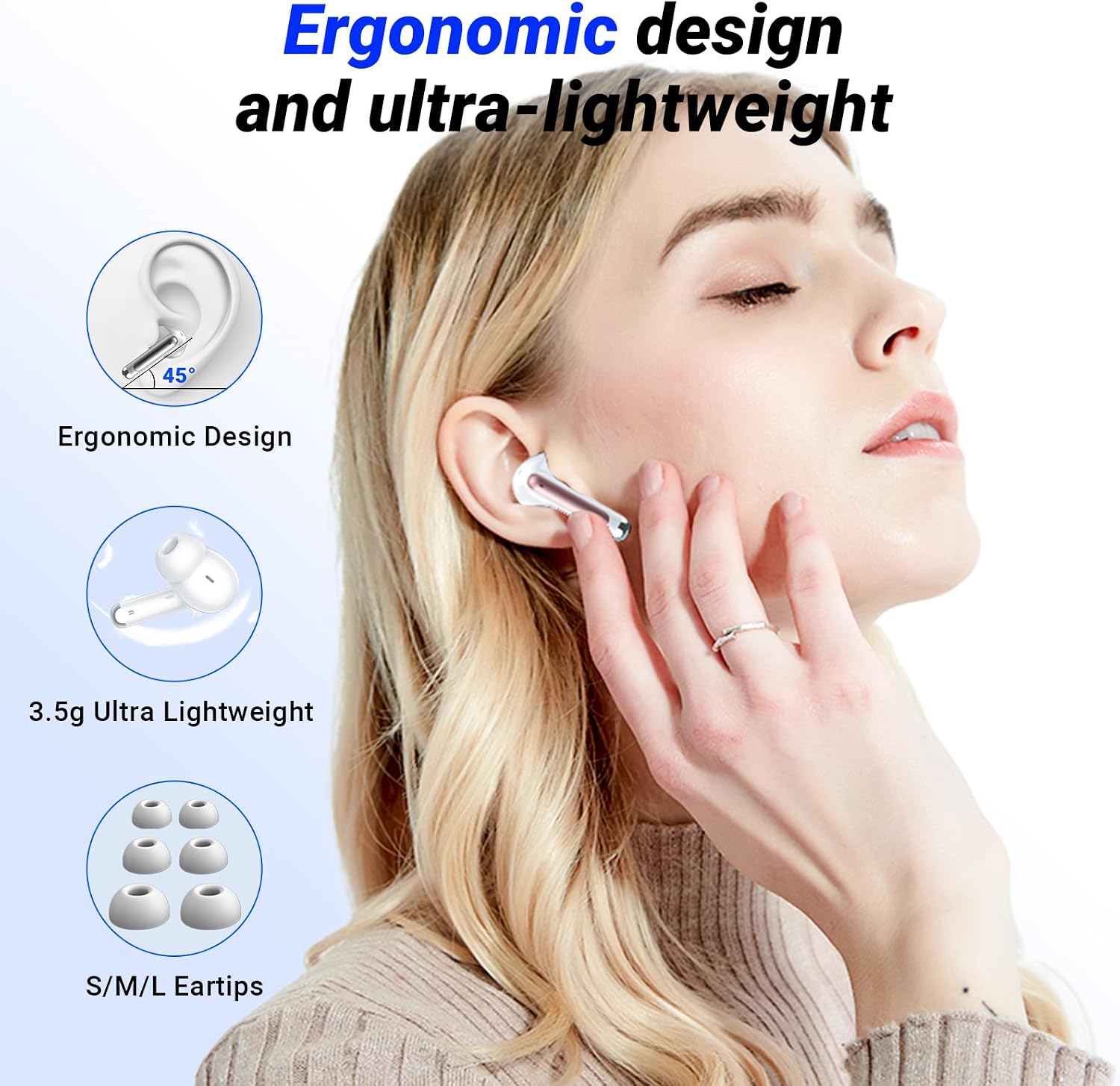 Wireless Earbuds,Bluetooth 5.4 in-Ear Headphones with 4 ENC Noise Cancelling Mics, with 48H Playtime LED Display, Earbuds IPX7 Waterproof,Headphones HiFi Sound for iOS Android,Sport/Work, Rose 7
