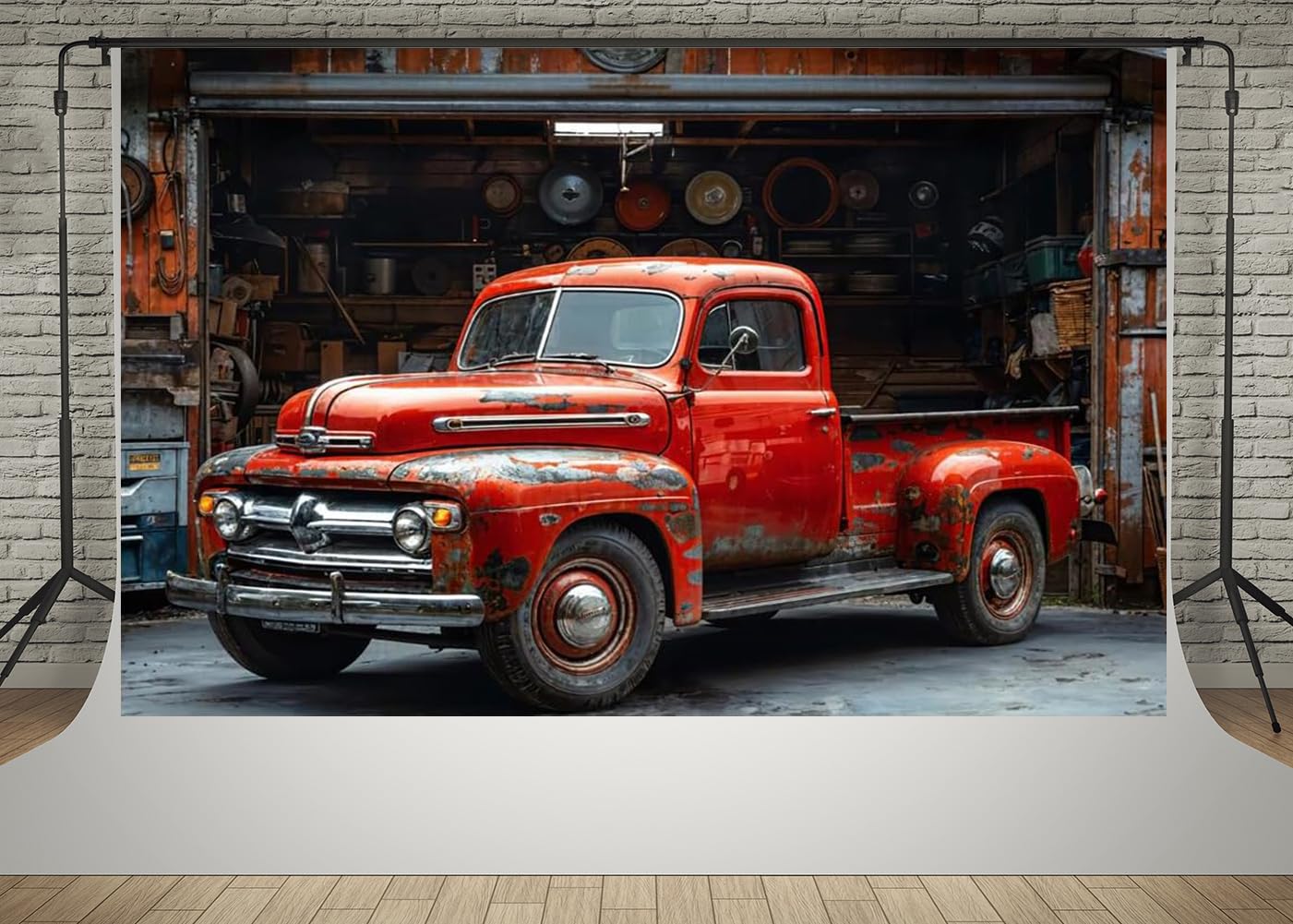 Kate 7x5ft Vintage Old Scrapped Pickup Trucks Photography Backdrops Car Repair Shop Photo Backgrounds Boy Birthday Party Background Video