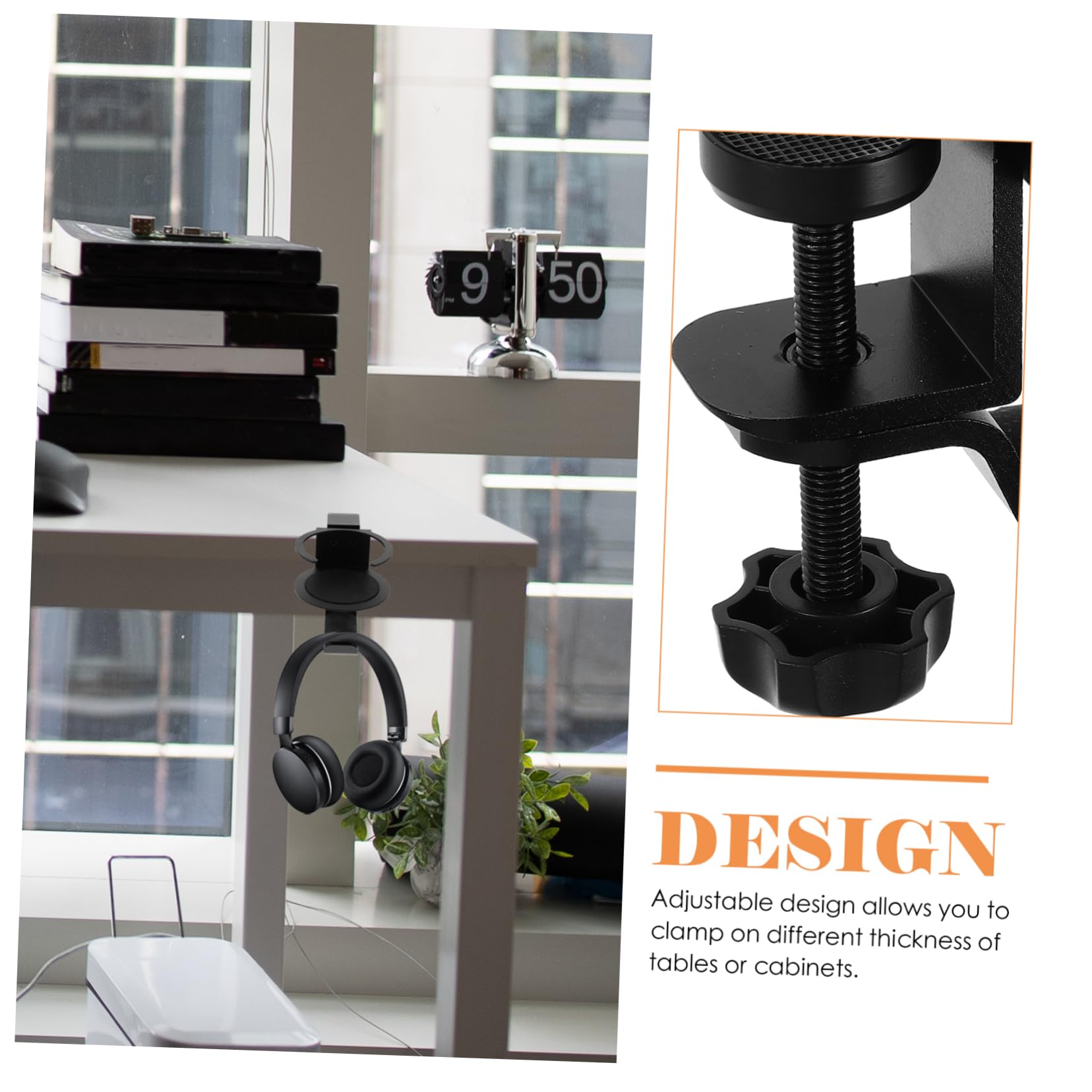 LABRIMP Soporte para Auriculares Abrazadera, Portavasos de Escritorio Ajustable, Aleación de Aluminio, 360° Giratorio, para Juegos de PC