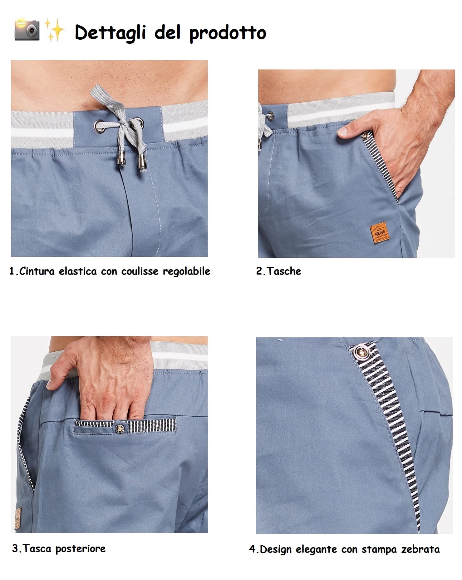 Tansozer Pantaloncini Uomo Shorts Uomo Cotone Estivi Pantaloncini con Tasche Uomo