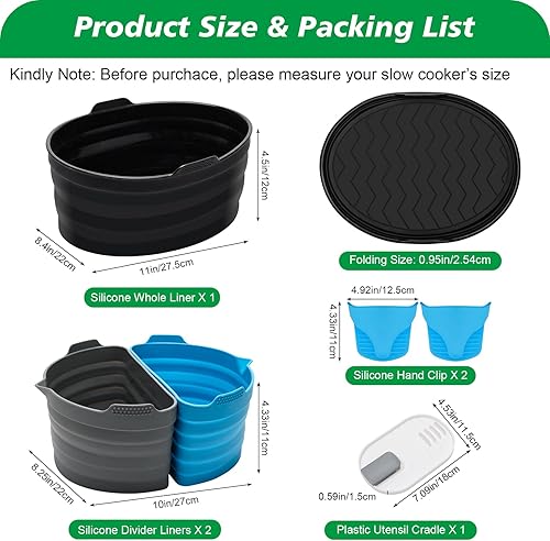 Miniatura 2 de Juego de 6 forros de silicona para cocina, revestimiento de olla de cocción lenta para olla de cocción lenta de 6 a 8 cuartos de galón, contiene 1