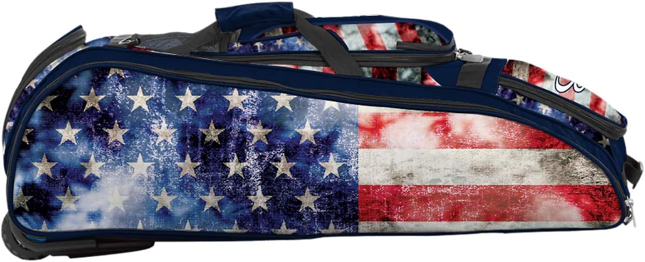 Boombah Beast Rolling Bat Bag 2.0-40" x 14" x 13" - Old Glory Navy/Red/White - Holds 8 Bats, Glove and Shoe Compartments