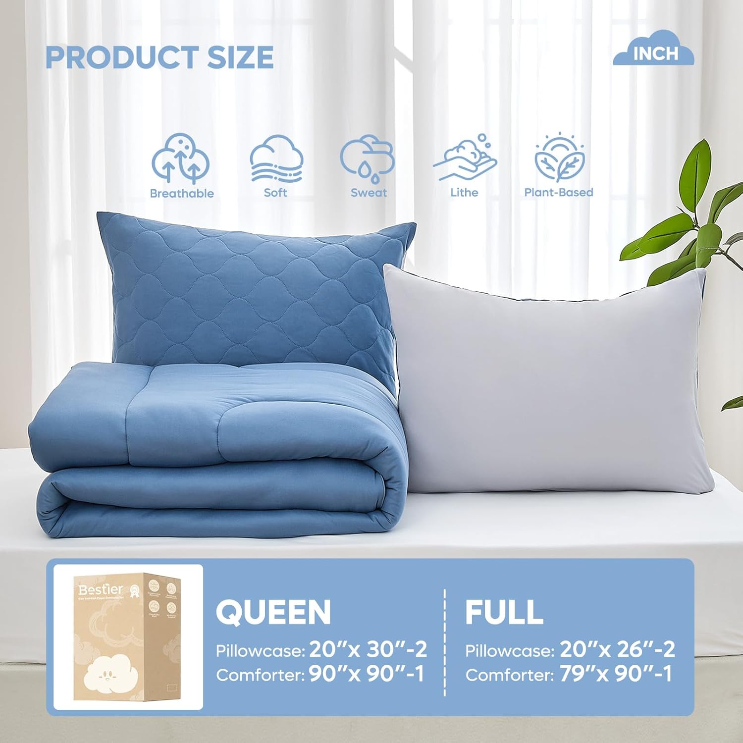 Bestier Kids Comforter Set - Full Bedding Sets for Kids and Teens, Sorona® Natural Plant Fiber Comforter Sets with Oeko-TEX® Certification, Teens Full Size Comforter Sets, 3 Pieces