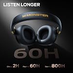 Monster Persona SE ANC Active Noise Cancelling Headphones, Over Ear Bluetooth Headphones Wireless, 60H Playtime, HiFi Stereo Audio, Deep Bass, Built-in Mic, Memory Foam Ear Cups for Home (Dark Blue)
