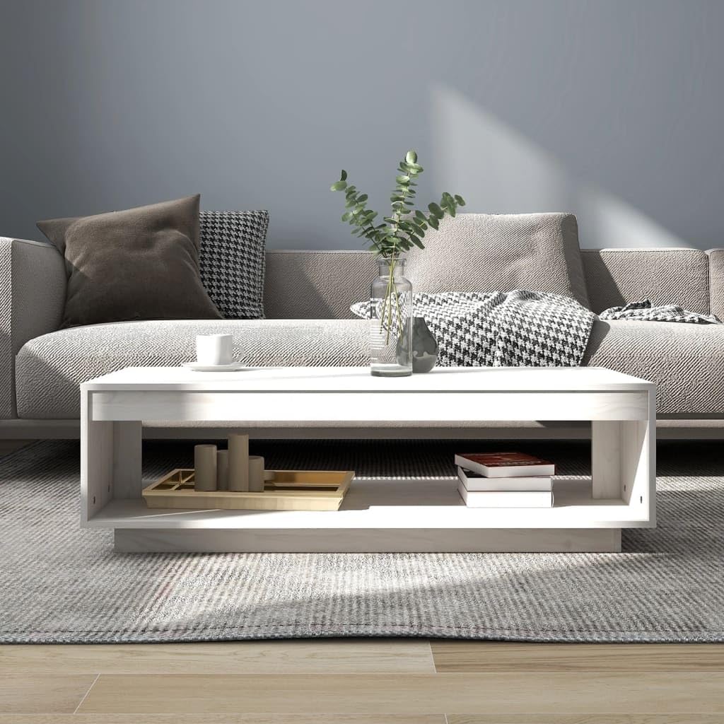 Couchtisch Weiß 110x50x33,5 cm Kiefer Massivholz