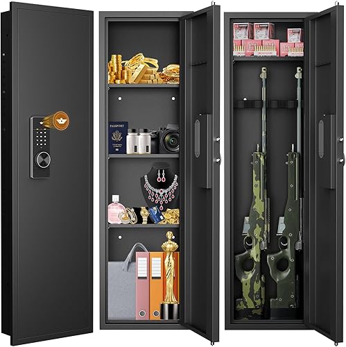 Caja fuerte de pared de 135 cm entre los tachuelas, caja fuerte oculta con sistema de alarma dual y modo silencioso, caja fuerte de pared para armas