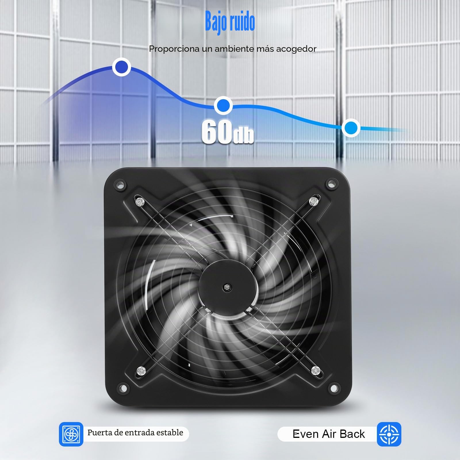 Ventilador extractor de 300 mm, 2677 m³/h, ventilador de pared, ventilador de baño con tapa de retorno, para cocina, baño, sótano, garaje