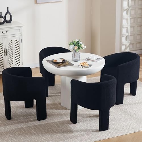 Miniatura 28 de Sillas de Comedor Modernas Tipo Barril Juego de 8, Sillas Laterales de Acento Tapizadas en Terciopelo con Brazos Cómodas Sillas de Tocador de