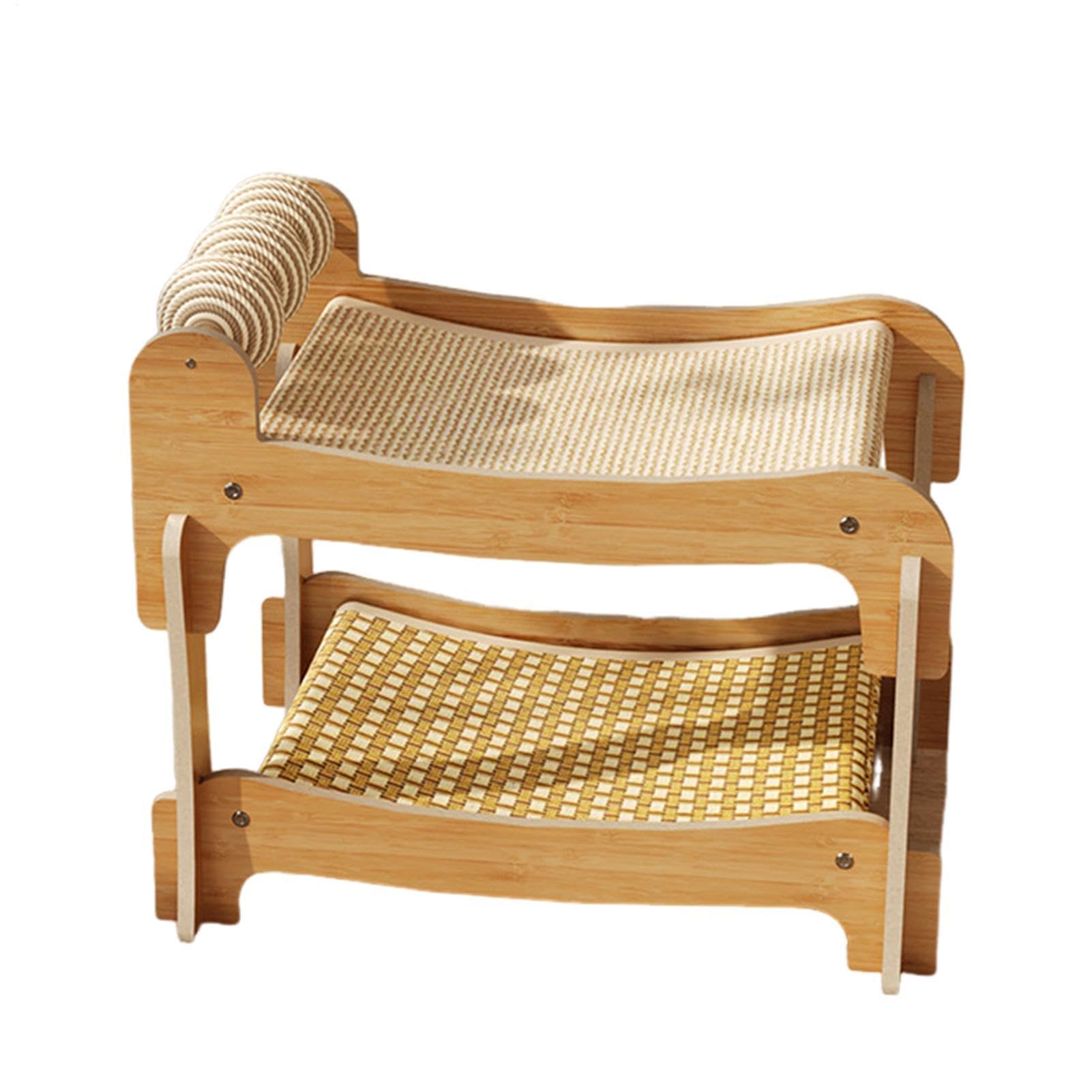 Cama Hamaca De Descanso Para Gatos Hamaca De Madera Lavable Con Dos Capas | Rascador Cama Litera para Mascotas Felinas En Hogar, Dormitorio, Apartamento, Habitación, Salón, Residencia, Piso, Cuart