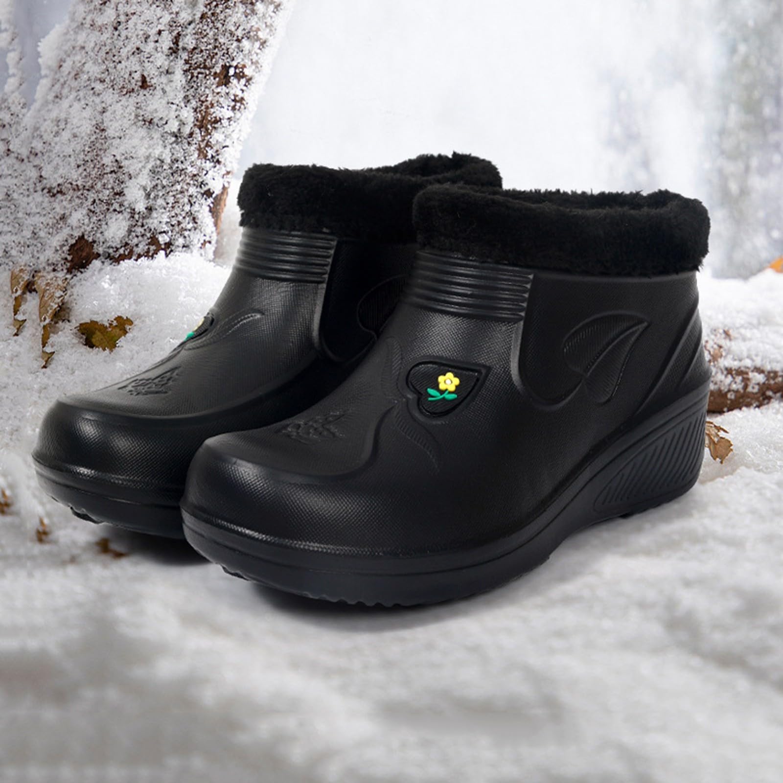 Botas de goma para mujer, forradas, botas de lluvia, botas de goma, antideslizantes, zapatos de lluvia, botas de lluvia, botas de goma cortas, botas de goma impermeables, botines de invierno, botas de