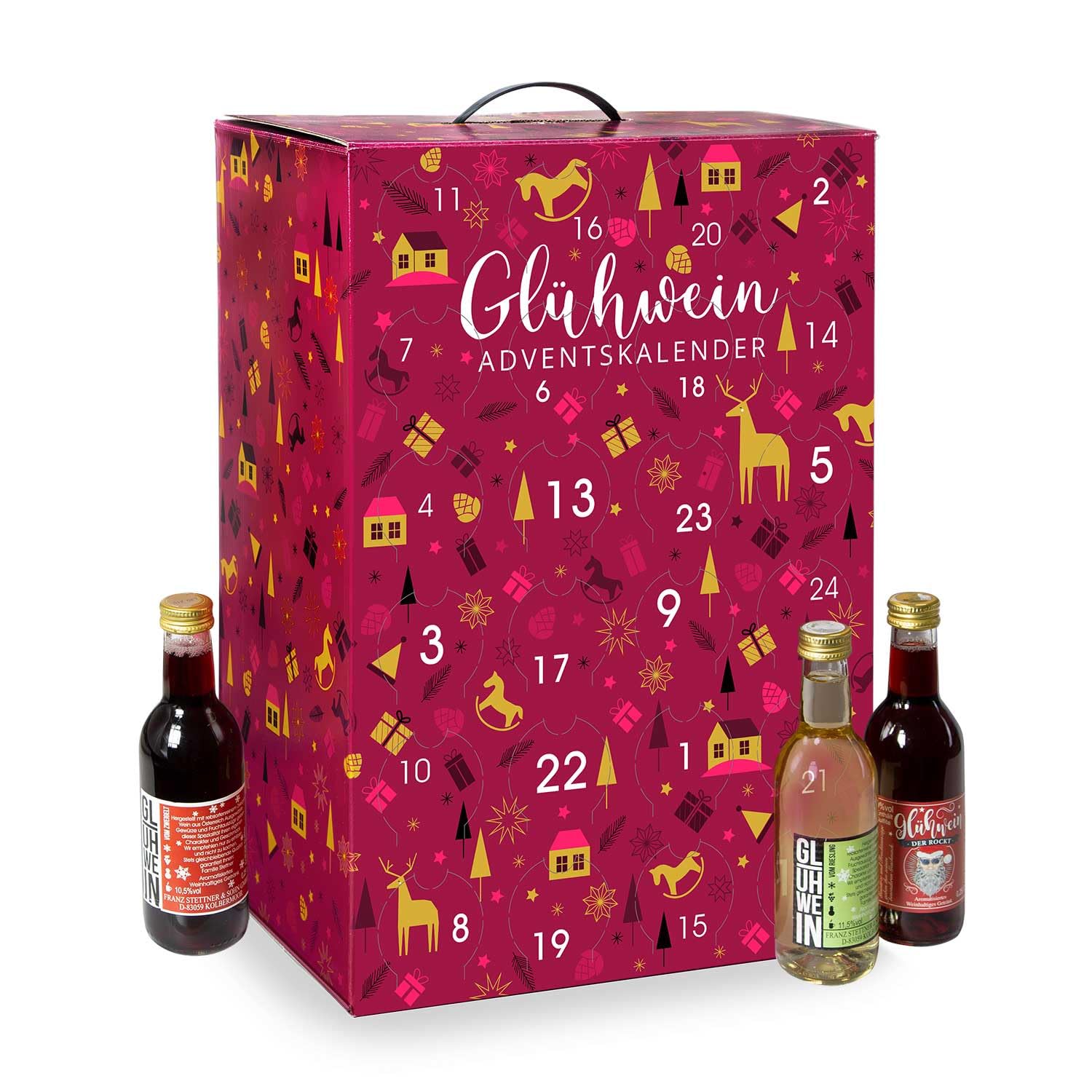 Glühwein Adventskalender, 24 verschiedene Sorten á 250ml (= 6 Liter), Glühwein Set, Probierbox - Pfefferdieb®