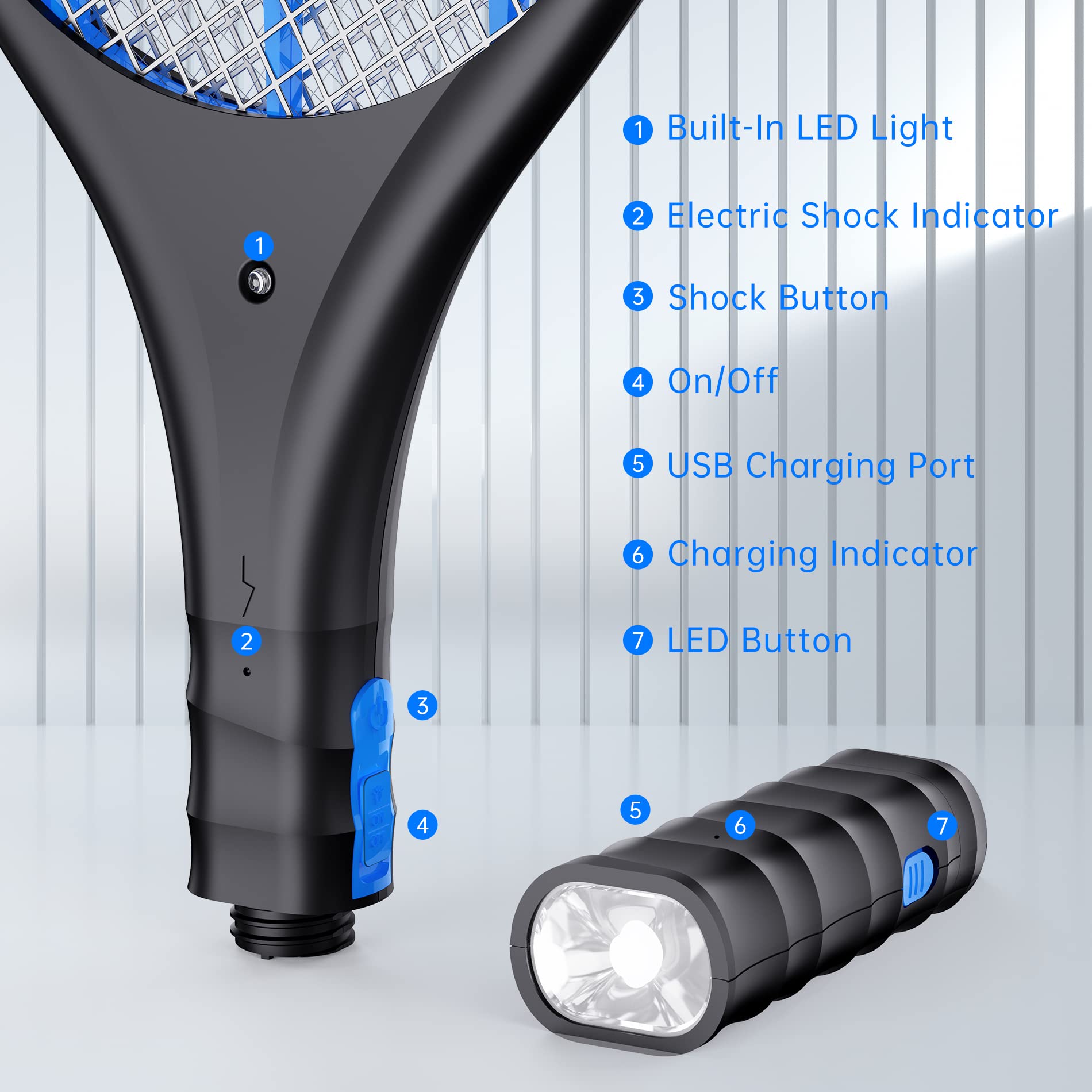 Buy JANMASH Bug Zapper Rechargeable Electric Fly Swatter with 4000V