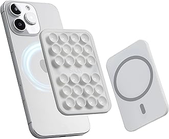 SUCKY Silicone Suction Phone Case Adhesive Mount - Anti-Slip Holder, Hands-Free Fidget Toy, Phone Accessory for iPhone and Android (Crystal White, Magnetic)