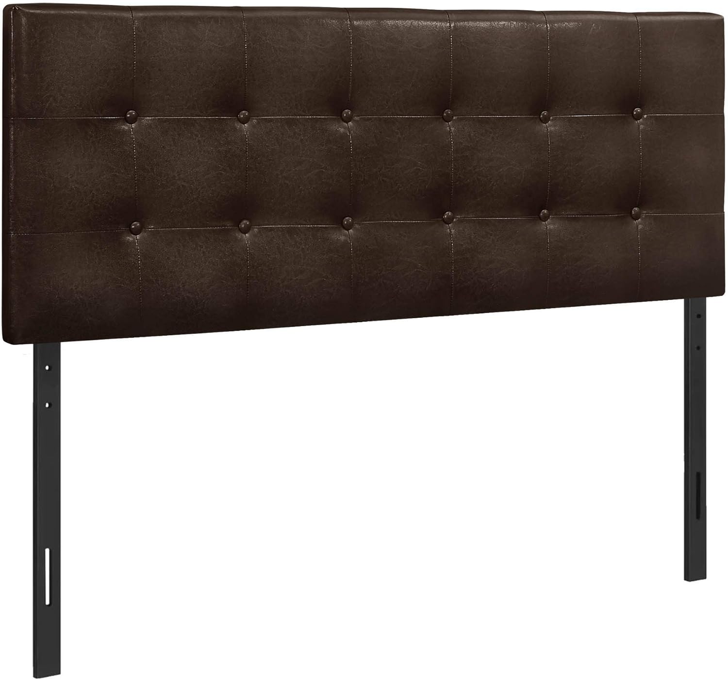 Offex Height Adjustable Dark Brown Leather-Look Fabric Upholstered Button Tufted Modern Headboard Panel - Queen