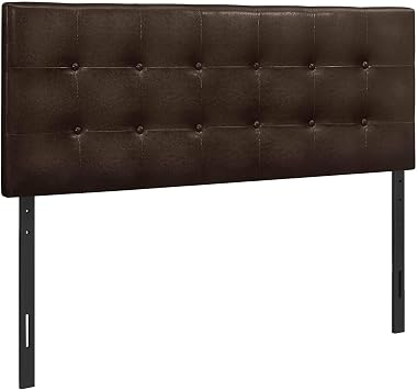 Offex Height Adjustable Dark Brown Leather-Look Fabric Button Tufted Upholstered Modern Headboard Panel - Full