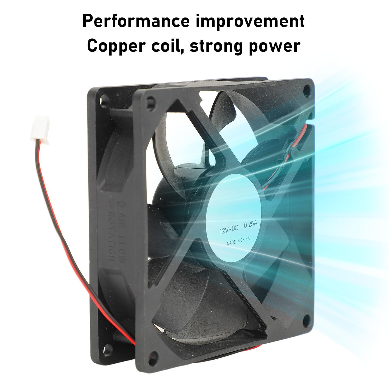 Ventilateur de refroidissement à double roulement à billes 12 V CC 92 mm x 92 mm, avec connecteur à 2 broches, 3 000 tr/min haute vitesse, débit d'air de 52,8 CFM, pour