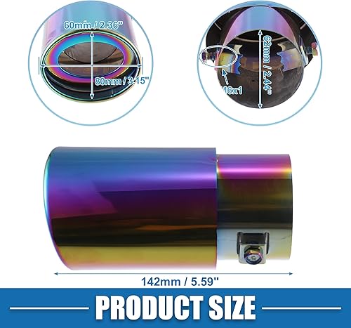 Miniatura 4 de Tubo de escape de automóvil con forma recta, diámetro aplicable de 2.44 pulgadas, tubo de escape universal, punta de silenciador, tubo de escape