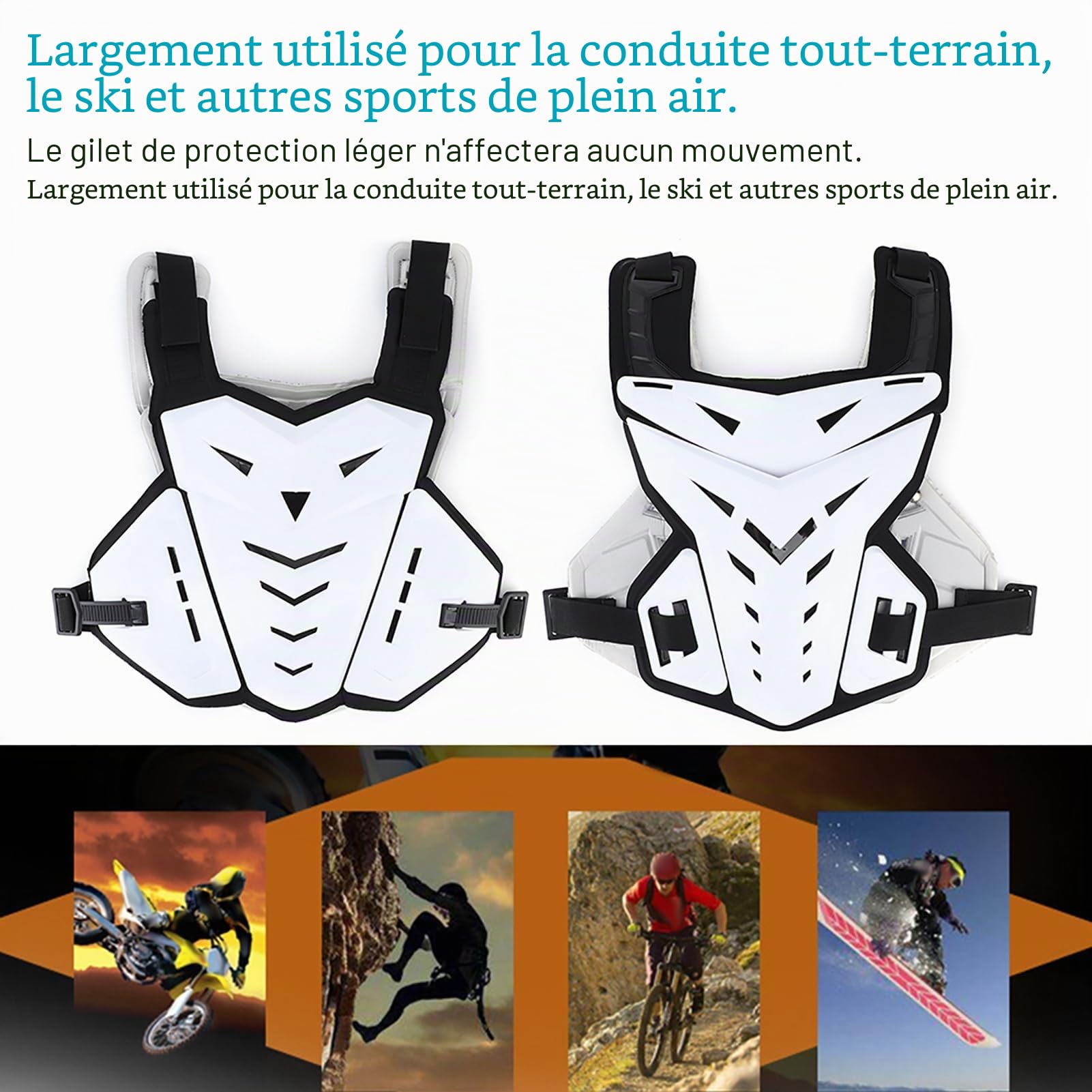 Gilet de Protection du Corps pour Moto, Armure de Poitrine, pour Moto Tout-Terrain, Course, Cyclisme, Ski, Motocross, pour Adultes et Enfants, Vestes de Protection pour Vélo de