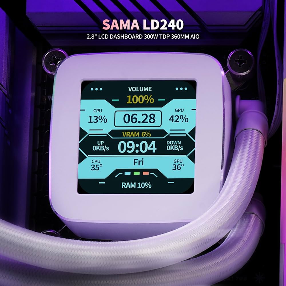 Amazon.co.jp: SAMA LD 240mm AIO 液体CPUクーラー、2.8インチ