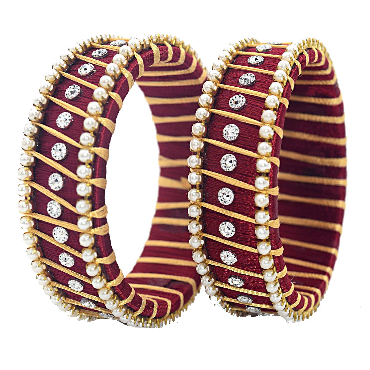 Anusha Enterprises Silk Thread Bangles Set for Women & Girls (Maroon) (Pack of 2) (Size-2/0) (B0BZMXJQP2) Amazon Price History, Amazon Price Tracker