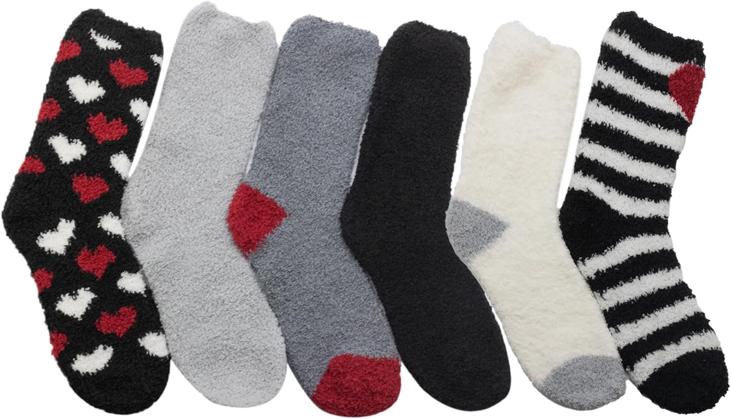 Cuddl Duds Women 6 Pair Pack Warm Cozy Fluffy Plush Home Comfortable Sleep Lounge Gift Assorted Pattern Crew Socks - Image 4