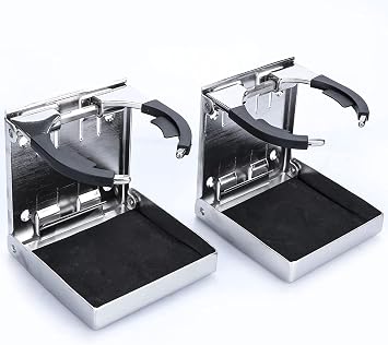 316 Stainless Steel Adjustable Folding Cup Holder, Boat Cup Drink Holder for Boat/Marine/RV/Car, Marine Stainless Cup Holder, Folding Drink Holder...