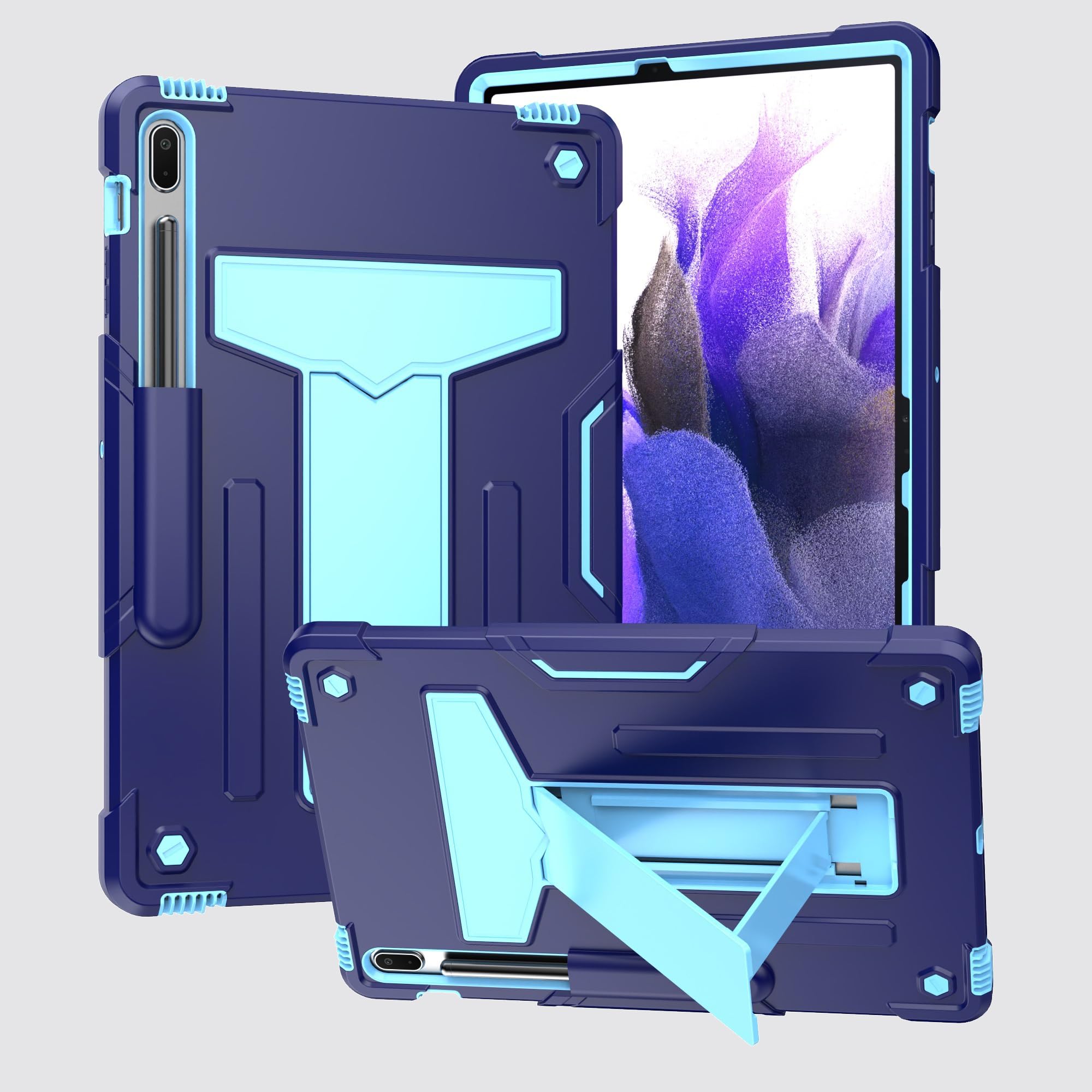 Coque Samsung Tab S7 FE 12.4 2021 protection intégrale antichoc bleue - 5