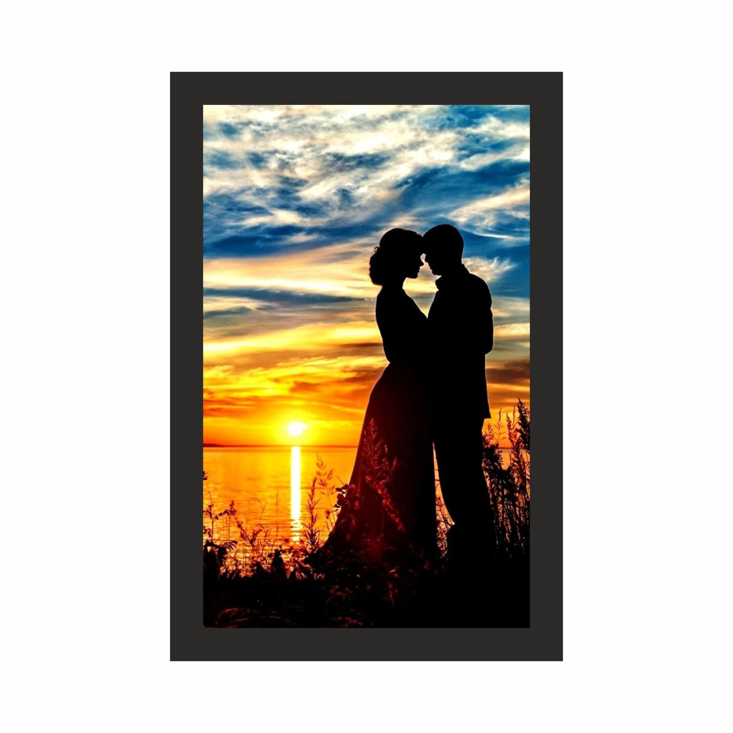 Romantic Sunset Couple Wall Art Frame 12x18 Inch