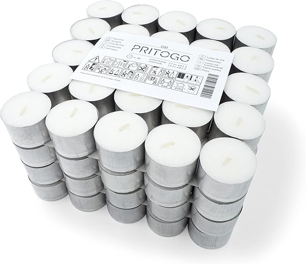 Pritogo Candeline da tè Bianche 100 Pezzi