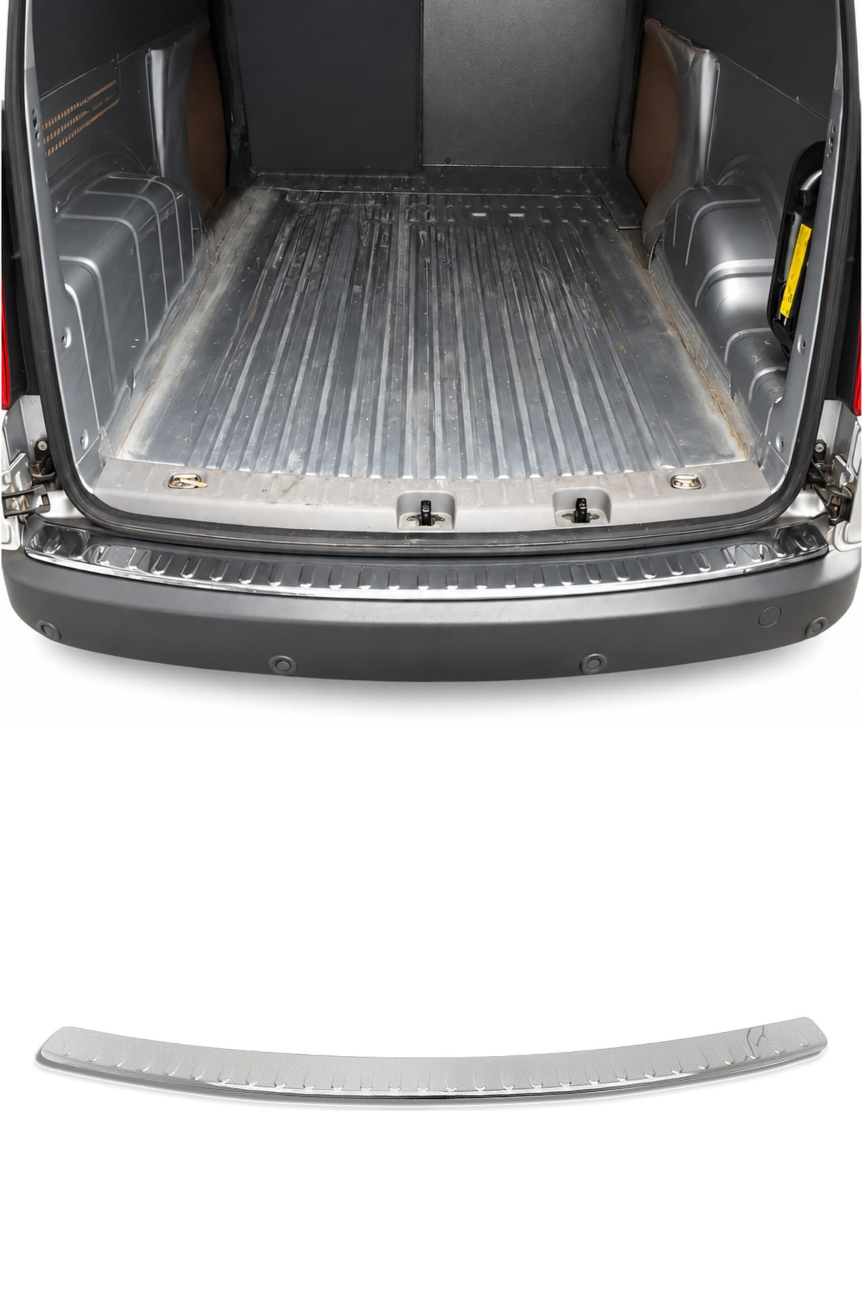 Protection Seuil Coffre Pare-Chocs Arrière Compatible avec VW Caddy III 2003-2015 Acier INOX Chromé
