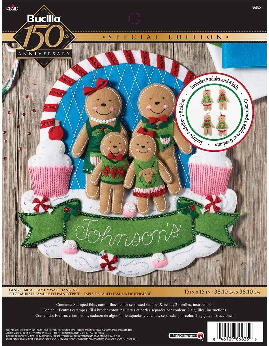 BUCILLA 86835 Gingerbread Family Wallhanging Kit