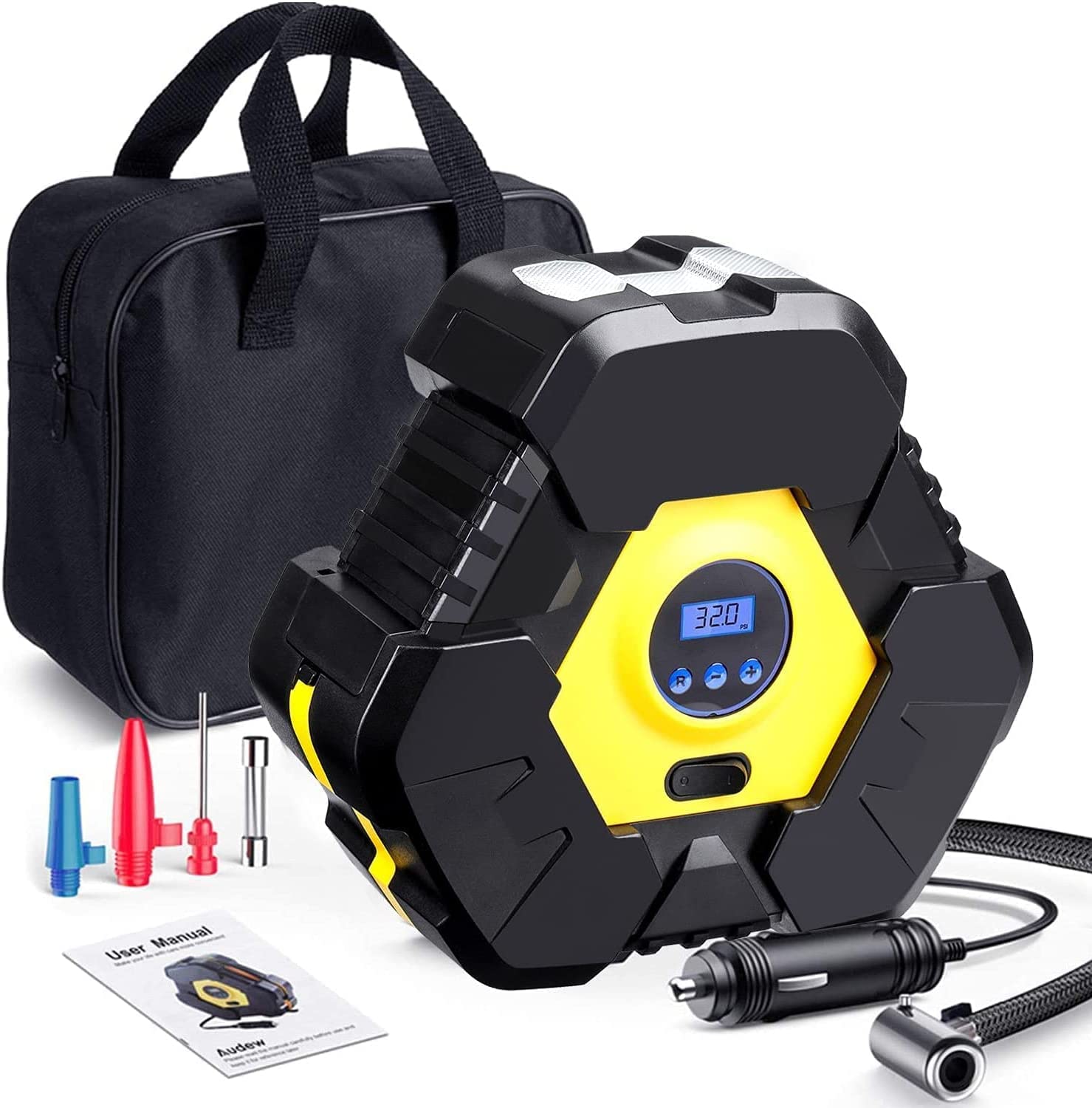 Audewdirect Car Air Compressor Portable Digital Tyre Inflator 12V Air