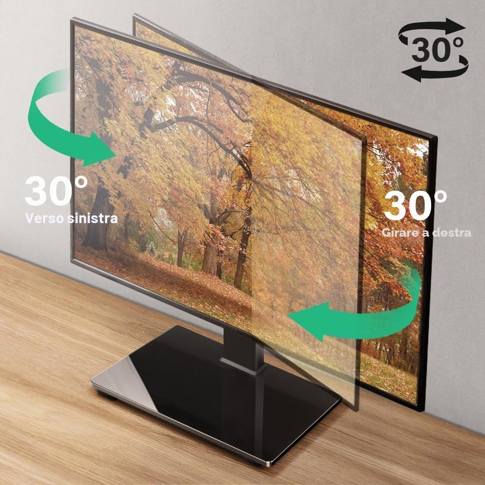 FURWOO Mobile TV universale per tavolo soggiorno con base in vetro temperato, max 400x400mm