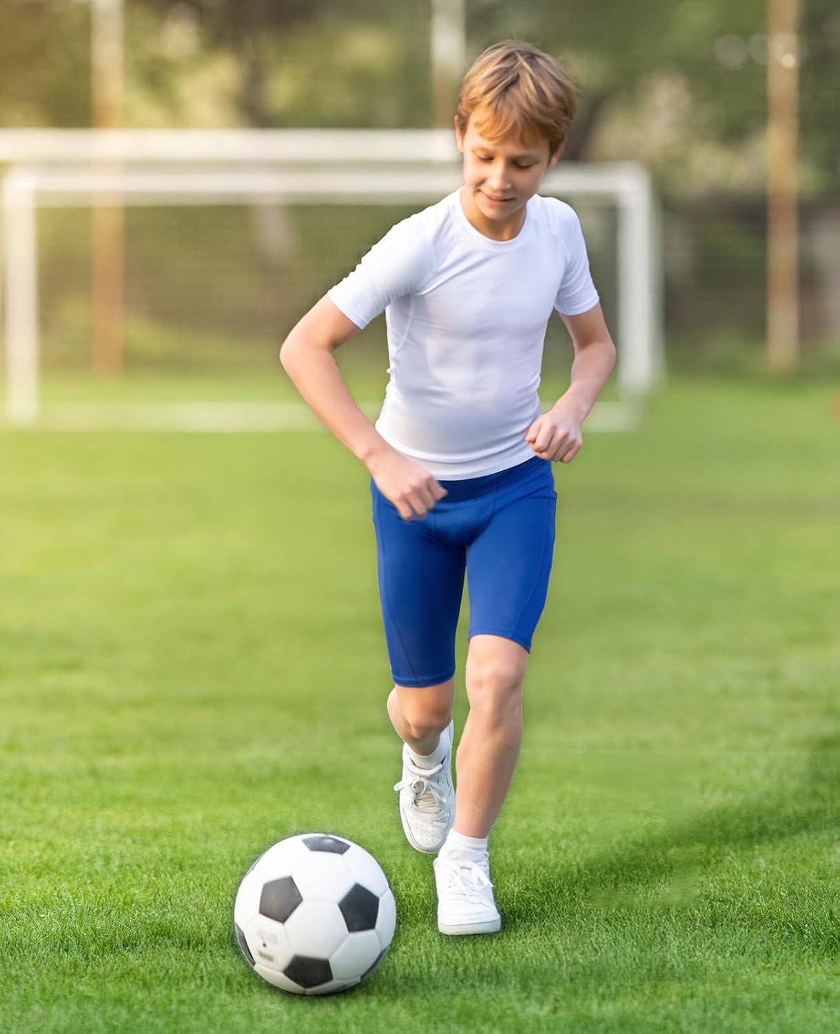 Niksa Boys' Compression Shorts, Youth Performance Base Layers Workout Underwear Sports Shorts with Side Pockets - Image 3