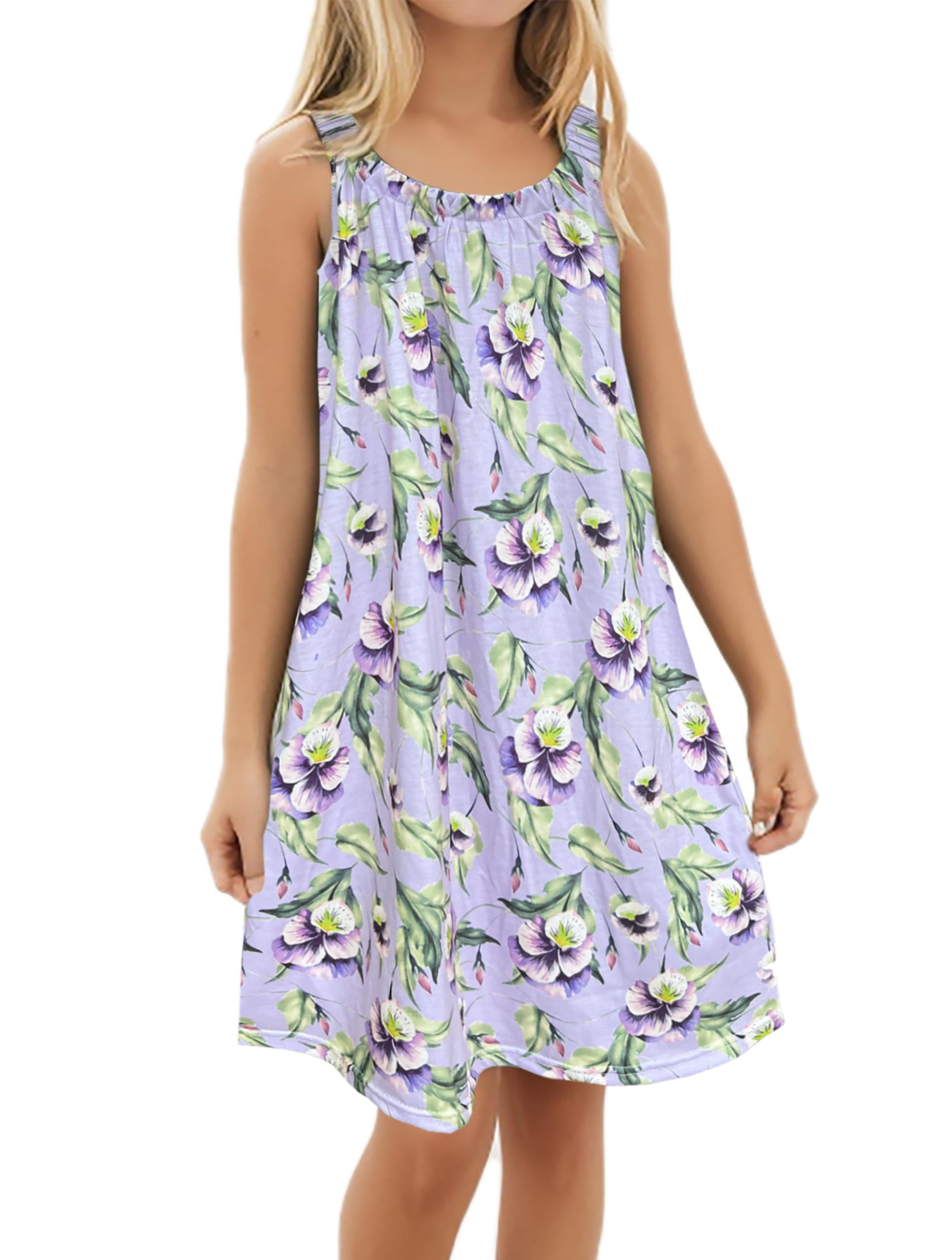 TongKiKi Girl's Beach Swim Cover Up Summer Sleeveless Tank Halter Dresses