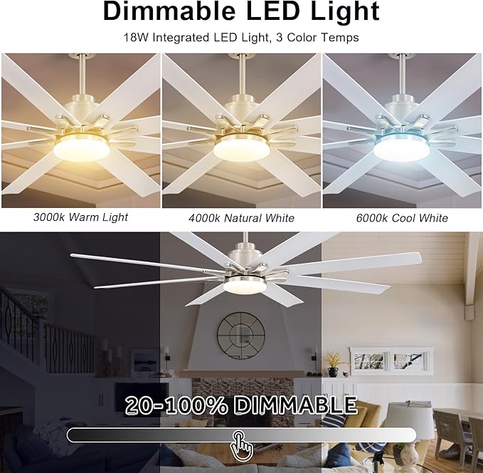 Ventilador de Techo 66 Pulgadas con Luz, Inteligente, Exteri miniatura 5