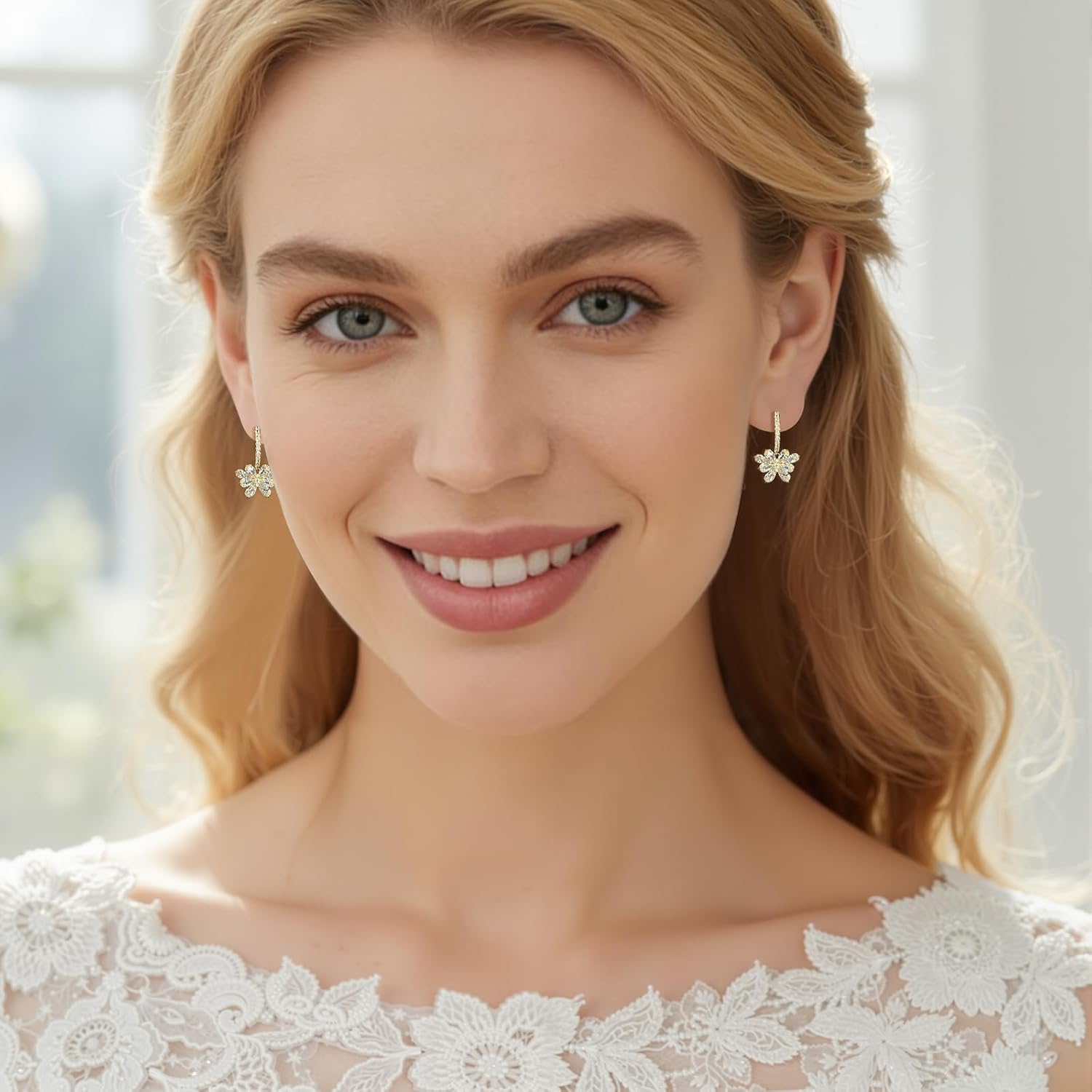 Gemsme Small Gold Hoop Dangle Earrings for Women, Dainty Cubic Zirconia Cartilage Huggie Hoop Earrings, Prom Weddingg Jewelry Gift