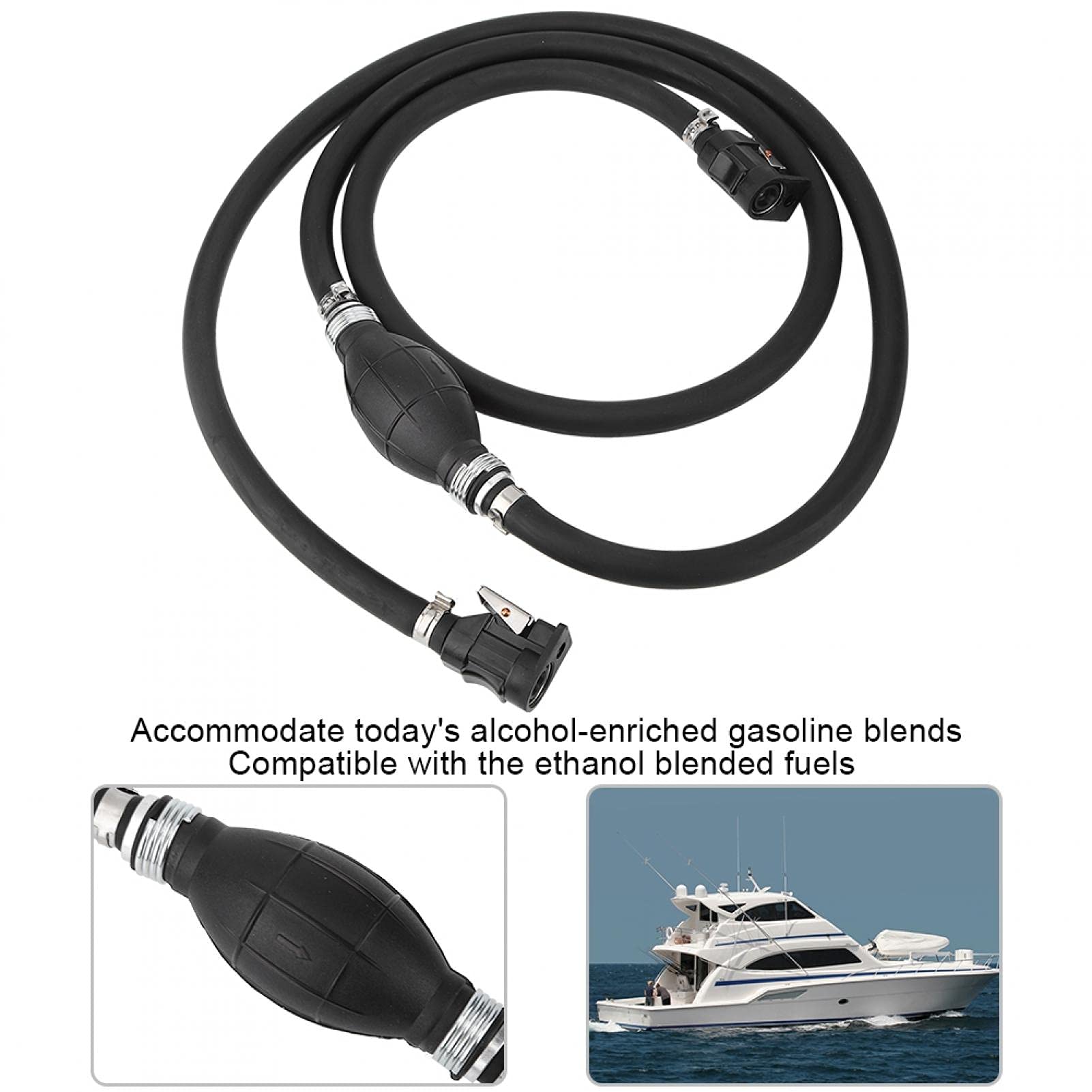 Conjunto de línea de gas combustible marino, Marine Johnson 3/8 pulg., Motor de barco, conjunto de línea de manguera de gas combustible, conector de bombilla de imprimación, tubería de gas marino